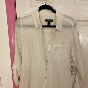 White button down top